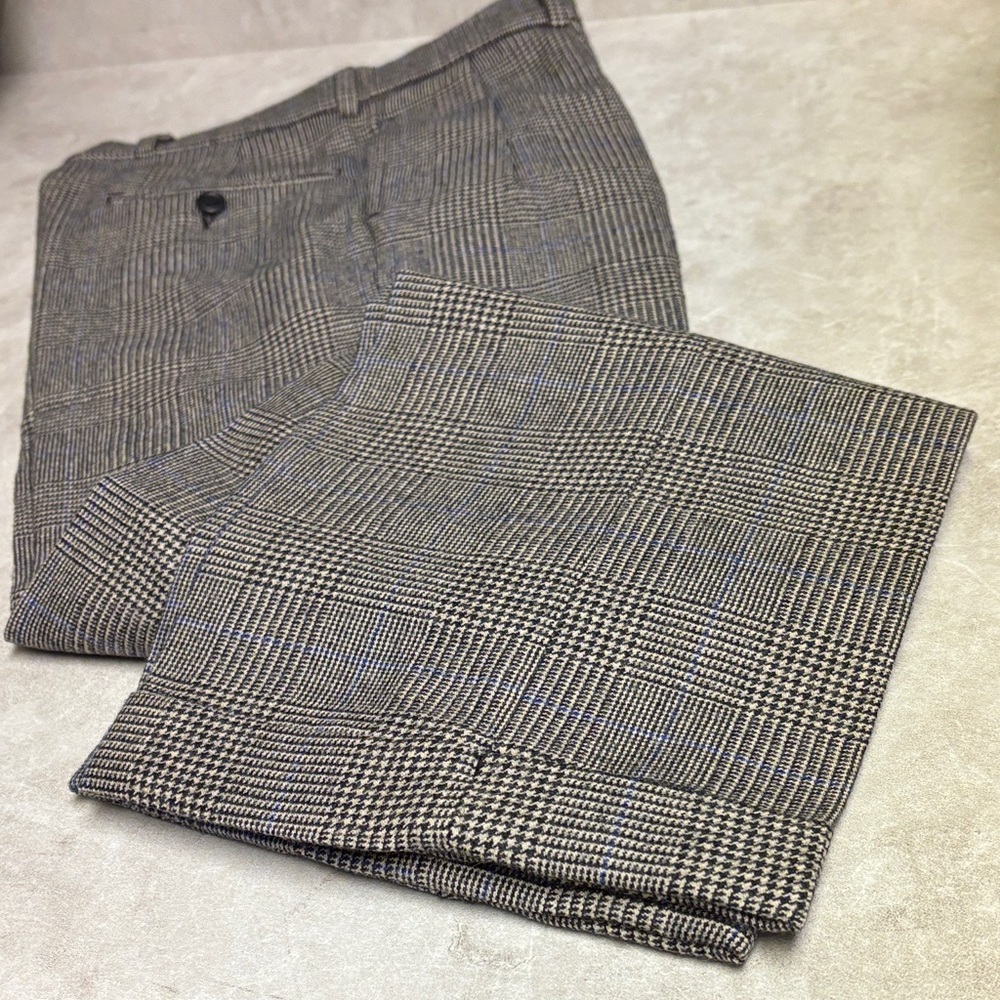 Polo by Ralph Lauren Gray Glen Plaid Trousers with Blue Overcheck